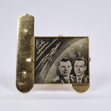 Vintage Soviet Desktop Souvenir Gagarin Titov Rocket Vostok USSR 1961 Space Age picture