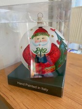 Vietri St. Nick Hand Painted Italian Glass Ornament Santa with Tree picture