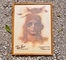 Vintage Ray Ban Aviator Sunglasses Store Display Poster Framed Bausch Lomb Sign picture