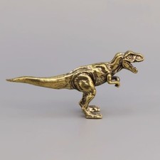Vintage‑Style Solid Brass T‑Rex Dinosaur Figurine, Mini Tyrannosaurus Rex Statue picture