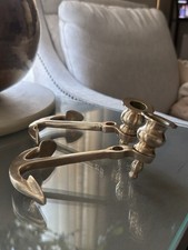 Vintage 1970’s pair of solid brass nautical anchor candles holders picture