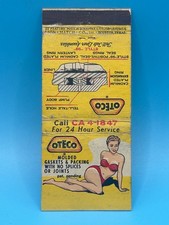 Vintage OTECO Pin-Up Girlie Matchbook Cover Houston Texas Industrial Ad picture