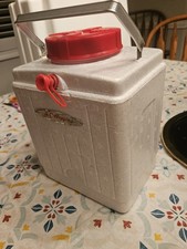 Vintage J.C. Higgins Vacucel Picnic Jug Cooler Styrofoam Red Lid Spout Tag Sears picture