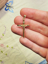 10K Yellow Gold Unisex Crucifix Cross Catholic Christian Necklace Pendant picture