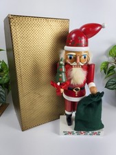 RARE Volkskunst German Nutcracker - Santa w/Sack & Christmas Tree Vintage 14.5