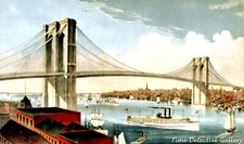 Brooklyn Bridge, New York - 1883 - Historic Lithograph Print picture