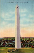 Washington Monument Dc Linen Cancel 1944 Pm Wob Note Postcard picture