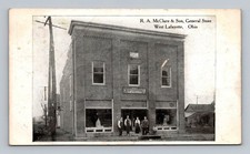 Postcard OH West Lafayette Ohio R. A. McClure & Son General Store Storefront VTG picture