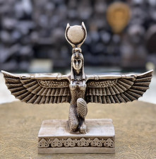 RARE Egyptian Artifacts Of Authentic Pharaonic Winged Statue Of Goddess Isis Bc picture