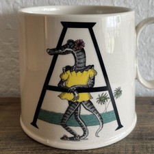 Anthropologie Florence Balducci Mug Monogram Initial “A” Girl Alligator 16oz picture