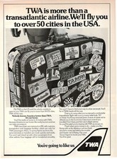 Twa Airlines America 1980 Vintage Advertising 50 Cities in the USA picture