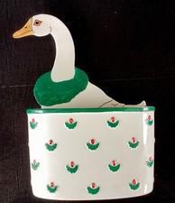 VTG 1983 Sigma Andrea West Christmas Goose Decorated Ceramic Oblong Bowl 13” T. picture