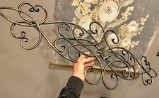 Large Iron Metal Wall Hanging Scroll Floral Swirl Bronze 37