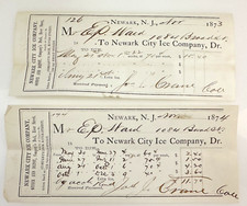 Newark City Ice Company New Jersey Antique Delivery Paper Receipt 1873/74 picture