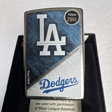 Zippo MLB Los Angeles Dodgers Baseball Silver Lighter - 49736 - New picture