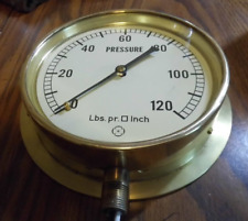 Electrified Steampunk Machine Age 6 Inch Solid Brass Air  Gauge 120 PSI picture