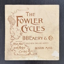 THE FOWLER CYCLES B. B. EMERY & CO. BOSTON, MASS - 1894 BICYCLE CATALOG RARE picture