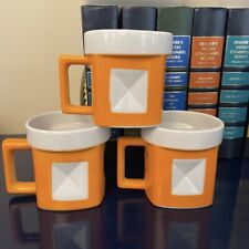 Vintage TREND Japanese Orange & White Mugs - Set of 3 picture