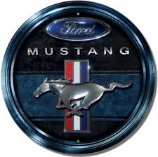 Ford Mustang Round Blue Logo Dealer Service Retro Wall Decor Metal Tin Sign New picture