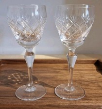 Vintage WHITEFRIARS Cut Crystal Wine Glasses - Pair - Diamond Pattern - 19cm picture