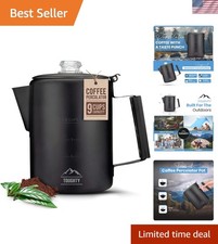 Versatile 9-Cup Percolator in Matte Black – Elegant Brewing for Home or Camping picture