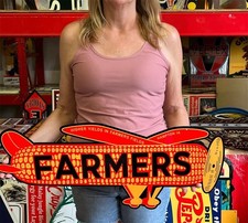 Antique Vintage Style Sign Farmers Corn Iowa NOT Porcelain Made USA 30x12 picture