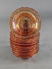 12 Vtg Carnival Federal Glass Marigold Iridescent Ruffled Normandie Berry Bowls picture