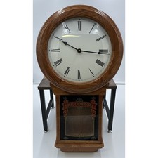 Vintage Royal Crown Cola Wood and Glass Wall Pendulum Clock Wisconsin Clock Co picture