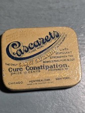 Vintage 1920s Cascarets Candy Cathartic Laxative Pocket Travel Tin Wheeling WV picture