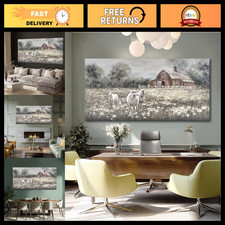 ZENPEE Sheep & Wildflower Farmhouse Wall Decor, Vintage Country Animal Landscape picture