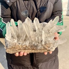 8LB Large Natural Clear Quartz Crystal Cluster Mineral Sample Crystal Energy - picture