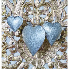 Silver Metal Heart Decorative Bell with Hanging Rope (3- Pack) picture