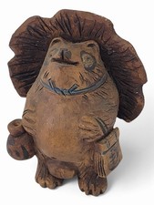 VTG Japanese Tanuki (raccoon dog) figurine Handmade Carved Wood picture