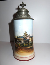 Antique German Lidded Beer Stein~Souvenir Kurhaus Bad Elster Spa~Lithopane picture
