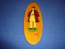 Rare Vintage Picture Roumanie Natural Wood Hand Painte Decorative Wall Hanging picture