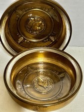 2 Vintage Air Force Academy Bates & Kline Brass & Glass Ashtray Trinket Dish picture