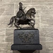 Bronze Roman/Greek Soldier walking Horse Statue 17 inches tall on  Marble base picture