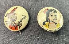 1946 Kellogg's Pep Pinback Button Cartoon Comic Smokey Stover Tillie picture
