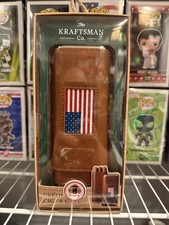 The Kraftsman Co. Hand-Stitched USA flag Leather Needlepoint Cigar Case Brown picture
