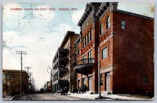 K49/ Hancock Michigan Postcard c1910 Kerredge Theatre Scott Hotel 18 picture