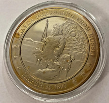1867 Alaska Purchased From Russia Franklin Mint Solid Bronze Commemorative Coin picture
