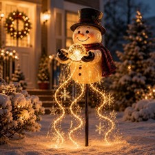 Snowman Magic Fountain - Flowing Snowflake LED Christmas Garden Light picture