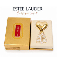 Estee Lauder Beautiful Golden Heart Solid Perfume Compact Pearl Tassel NIB Box picture