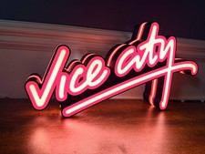Vice City Inspired lit Sign GTA Pink Led Sign for Bedroom Wall Decor gaming picture