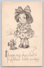 I Hope My Dog Didn't Frighten Him Away Comic Postcard 1913 picture