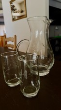Vintage Princess House Etched Pitcher and two etched glas10