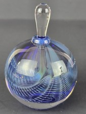 Signed ROBERT BURCH Blue Reptilian Paperweight Studio Art Glass Perfume Bottle picture