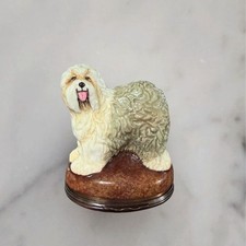 Halcyon Days Old English Sheepdog Enamel Trinket Box England w/ COA picture