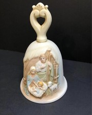 Vintage Homco Nativity Christmas Bell Bisque Porcelain 5.5” Taiwan picture