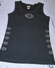 Harley-Davidson Women's Black Sleeveless Studded Tank Top, Size M picture
